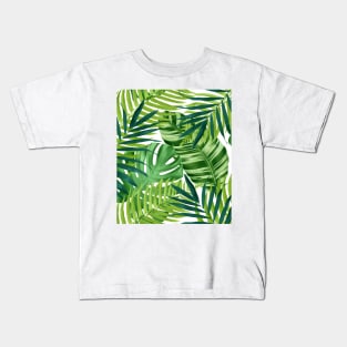 Green Tropical Leaves Kids T-Shirt